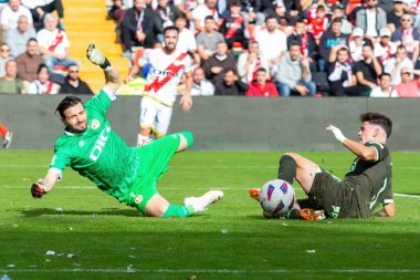 Madrid, İspanya - 11 Kasım 2023: Madrid 'de Rayo Vallecano ve Girona arasında oynanan futbol maçı. Girona 'nın Vallecas' taki zaferi. Girona oyuncuları.