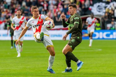 Madrid, İspanya - 11 Kasım 2023: Madrid 'de Rayo Vallecano ve Girona arasında oynanan futbol maçı. Girona 'nın Vallecas' taki zaferi. Girona oyuncuları.