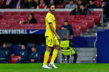 Madrid, İspanya - 12 Kasım 2023: Metropolitano 'da Atletico de Madrid ve Villareal arasında oynanan lig maçı. Futbol maçı. Profesyonel oyuncular.