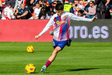 Madrid, İspanya - 25 Kasım 2023: Madrid 'de Rayo Vallecano ve FC Barcelona arasında oynanan lig maçı. Futbolcular.
