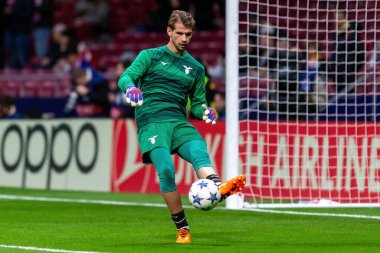 Madrid, İspanya - 13 Aralık 2023: Atletico de Madrid ile Lazio arasında Metropolitan Stadyumu 'nda oynanan Şampiyonlar Ligi maçı. Atletico zaferi. Futbolcular. İtalyan futbolcular.