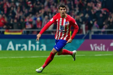 Madrid, İspanya - 19 Kasım 2023: Atletico de Madrid ile Getafe FC arasındaki lig maçı Madrid 'de oynandı. Atletik zafer. Alvaro Morata gol attı..
