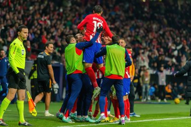 Madrid, İspanya - 19 Kasım 2023: Atletico de Madrid ile Getafe FC arasındaki lig maçı Madrid 'de oynandı. Atletik zafer. Alvaro Morata gol attı..
