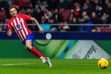 Madrid, İspanya - 18 Aralık 2023: Atletico de Madrid ile Getafe arasında Metropolitan Stadyumu 'nda oynanan Şampiyonlar Ligi maçı. Futbolcular. .