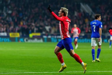 Madrid, İspanya - 19 Kasım 2023: Atletico de Madrid ile Getafe FC arasındaki lig maçı Madrid 'de oynandı. Antoine Griezmann, Atltico de Madrid tarihinin en iyi golcüsü..