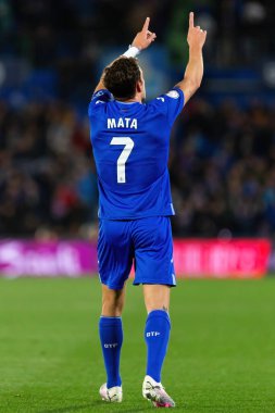 Madrid, İspanya - 16 Ocak 2024: Getafe FC ile Sevilla FC arasında Copa del Rey maçı. Sevilla zaferi. FBI 'dan geliyorum. Mata takımı için bir gol attı..