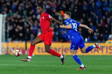 Madrid, İspanya - 16 Ocak 2024: Getafe FC ile Sevilla FC arasında Copa del Rey maçı. Sevilla zaferi. Sevilla FC. oyuncular