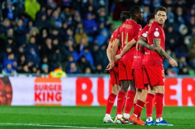 Madrid, İspanya - 16 Ocak 2024: Getafe FC ile Sevilla FC arasında Copa del Rey maçı. Sevilla zaferi. Sevilla FC. oyuncular