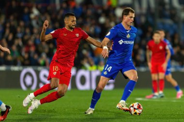 Madrid, İspanya - 16 Ocak 2024: Getafe FC ile Sevilla FC arasında Copa del Rey maçı. Sevilla zaferi. Sevilla FC. oyuncular