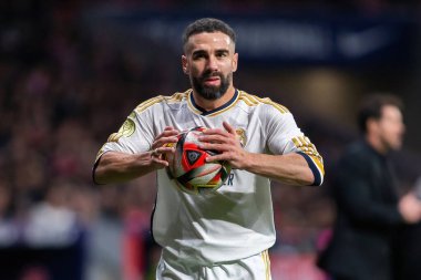 Madrid, İspanya - 18 Ocak 2024: Atletico de Madrid ile Real Madrid arasında yapılan Copa del Rey maçı. Futbolcular. Madrid Derbisi.