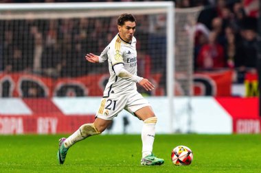 Madrid, İspanya - 18 Ocak 2024: Atletico de Madrid ile Real Madrid arasında yapılan Copa del Rey maçı. Futbolcular. Madrid Derbisi.