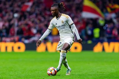 Madrid, İspanya - 18 Ocak 2024: Atletico de Madrid ile Real Madrid arasında yapılan Copa del Rey maçı. Futbolcular. Madrid Derbisi.