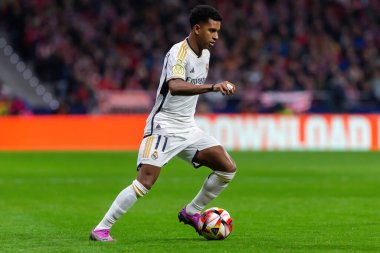 Madrid, İspanya - 18 Ocak 2024: Atletico de Madrid ile Real Madrid arasında yapılan Copa del Rey maçı. Maç sırasında Rodrigo. Futbolcular. Madrid Derbisi.