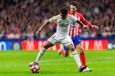 Madrid, İspanya - 18 Ocak 2024: Atletico de Madrid ile Real Madrid arasında yapılan Copa del Rey maçı. Maç sırasında Rodrigo. Futbolcular. Madrid Derbisi.