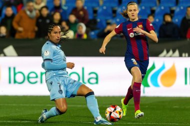 Madrid, İspanya - 20 Ocak 2024: FC Barcelona ve Levante F.C. Barselona, Süper Kupa şampiyonu. Barselona oyuncuları. Futbol şampiyonları.