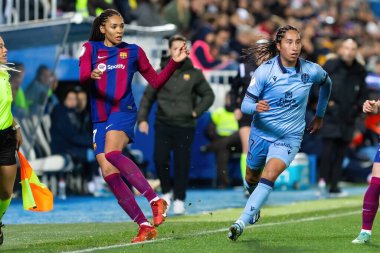 Madrid, İspanya - 20 Ocak 2024: FC Barcelona ve Levante F.C. Barselona, Süper Kupa şampiyonu. Barselona oyuncuları. Futbol şampiyonları.