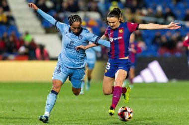 Madrid, İspanya - 20 Ocak 2024: FC Barcelona ve Levante F.C. Barselona, Süper Kupa şampiyonu. Barselona oyuncuları. Futbol şampiyonları.