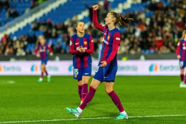 Madrid, İspanya - 20 Ocak 2024: FC Barcelona ve Levante F.C. Barselona, Süper Kupa şampiyonu. Barselona oyuncuları. Futbol şampiyonları.