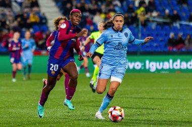 Madrid, İspanya - 20 Ocak 2024: FC Barcelona ve Levante F.C. Barselona, Süper Kupa şampiyonu. Barselona oyuncuları. Futbol şampiyonları.