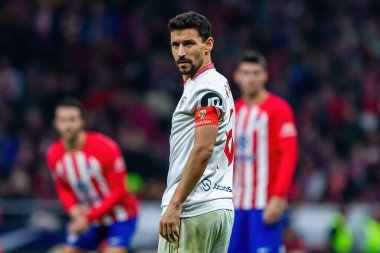 Madrid, İspanya - 25 Ocak 2024: Atletico de Madrid ile Sevilla FC arasında oynanan Copa del Rey maçı Metropolitano 'da oynandı. Futbolcular. Sevilla FC elendi..