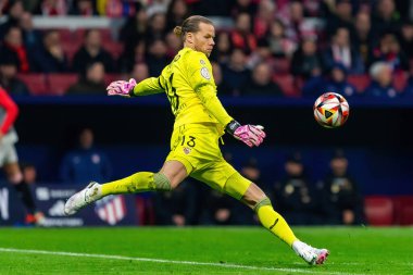 Madrid, İspanya - 25 Ocak 2024: Atletico de Madrid ile Sevilla FC arasında oynanan Copa del Rey maçı Metropolitano 'da oynandı. Futbolcular. Sevilla FC elendi..