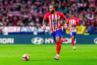 Madrid, İspanya - 25 Ocak 2024: Atletico de Madrid ile Sevilla FC arasında oynanan Copa del Rey maçı Metropolitano 'da oynandı. Futbolcular. Sevilla FC elendi..