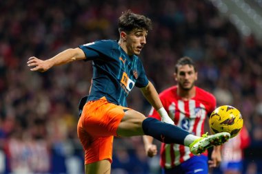 Madrid, İspanya - 28 Ocak 2024: Atletico de Madrid ve Valencia F.C. Valencia oyuncuları. Atletico de Madrid için zafer.