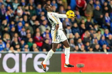 Madrid, İspanya - 1 Şubat 2024: Getafe FC ile Real Madrid arasındaki lig maçı başkentte oynandı. Gerçek Madrid oyuncuları. Futbolcular.