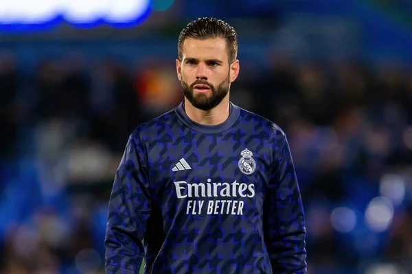 Madrid, İspanya - 1 Şubat 2024: Getafe FC ile Real Madrid arasındaki lig maçı başkentte oynandı. Gerçek Madrid oyuncuları. Futbolcular.