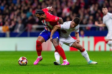 Madrid, İspanya - 7 Şubat 2024: Madrid 'de Atletico de Madrid ile Atletico de Bilbao arasında oynanan Copa del Rey yarı final maçı. Athletico de Bilbao için zafer. Futbolcular