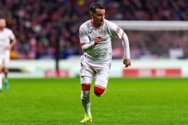 Madrid, İspanya - 7 Şubat 2024: Madrid 'de Atletico de Madrid ile Atletico de Bilbao arasında oynanan Copa del Rey yarı final maçı. Athletico de Bilbao için zafer. Futbolcular