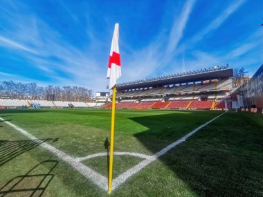 Madrid, Spain- February 18, 2024: Rayo Vallecano fans fight so that their soccer stadium is not destroyed. Rayo Vallecano forced to change its soccer stadium due to lack of security. clipart