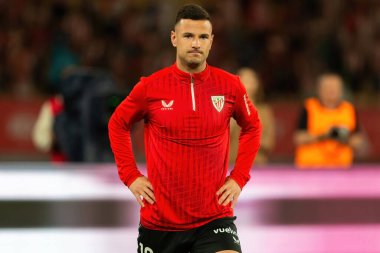 Seville, İspanya - 6 Nisan 2024: Athletic Club de Bilbao ile Real Mallorca arasındaki Copa del Rey futbol maçının finali. Maç boyunca atletik Bilbao oyuncuları.