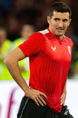 Seville, İspanya - 6 Nisan 2024: Athletic Club de Bilbao ile Real Mallorca arasındaki Copa del Rey futbol maçının finali. Maç boyunca atletik Bilbao oyuncuları.