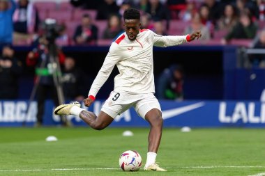 Madrid, İspanya - 27 Nisan 2024: Atletico de Madrid ile Athletic Bilbao arasındaki lig maçı Madrid 'de oynandı. Atletik Bilbao oyuncuları. Profesyonel futbolcular..