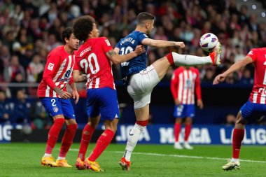 Madrid, İspanya - 27 Nisan 2024: Atletico de Madrid ile Athletic Bilbao arasındaki lig maçı Madrid 'de oynandı. Atletik Bilbao oyuncuları. Profesyonel futbolcular..