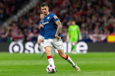 Madrid, İspanya - 27 Nisan 2024: Atletico de Madrid ile Athletic Bilbao arasındaki lig maçı Madrid 'de oynandı. Atletik Bilbao oyuncuları. Profesyonel futbolcular..
