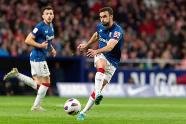 Madrid, İspanya - 27 Nisan 2024: Atletico de Madrid ile Athletic Bilbao arasındaki lig maçı Madrid 'de oynandı. Atletik Bilbao oyuncuları. Profesyonel futbolcular..