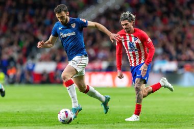 Madrid, İspanya - 27 Nisan 2024: Atletico de Madrid ile Athletic Bilbao arasındaki lig maçı Madrid 'de oynandı. Atletik Bilbao oyuncuları. Profesyonel futbolcular..