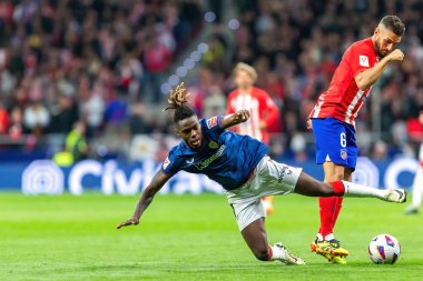 Madrid, İspanya - 27 Nisan 2024: Atletico de Madrid ile Athletic Bilbao arasındaki lig maçı Madrid 'de oynandı. Atletik Bilbao oyuncuları. Profesyonel futbolcular..