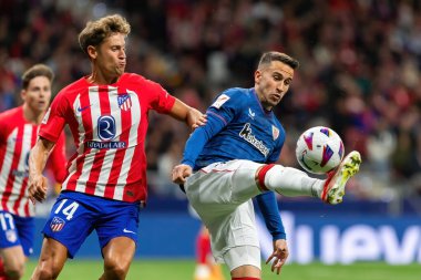 Madrid, İspanya - 27 Nisan 2024: Atletico de Madrid ile Athletic Bilbao arasındaki lig maçı Madrid 'de oynandı. Atletik Bilbao oyuncuları. Profesyonel futbolcular..