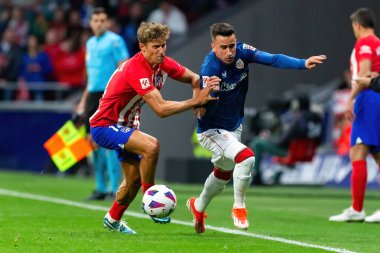 Madrid, İspanya - 27 Nisan 2024: Atletico de Madrid ile Athletic Bilbao arasındaki lig maçı Madrid 'de oynandı. Atletik Bilbao oyuncuları. Profesyonel futbolcular..