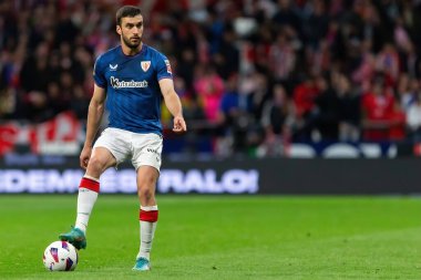Madrid, İspanya - 27 Nisan 2024: Atletico de Madrid ile Athletic Bilbao arasındaki lig maçı Madrid 'de oynandı. Atletik Bilbao oyuncuları. Profesyonel futbolcular..