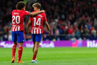 Madrid, İspanya - 27 Nisan 2024: Atletico de Madrid ile Athletic Bilbao arasındaki lig maçı Madrid 'de oynandı. Athletico de Madrid oyuncuları. Profesyonel futbolcular..