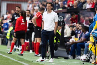 Madrid, İspanya - 15 Mayıs 2024: Madrid 'de oynanan Rayo Vallecano ve Granada FC ligi maçı. Vallecas takımı için zafer. Birinci bölümde kutlama ve kalıcılık.