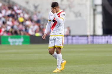 Madrid, İspanya - 15 Mayıs 2024: Madrid 'de oynanan Rayo Vallecano ve Granada FC ligi maçı. Vallecas takımı için zafer. Birinci bölümde kutlama ve kalıcılık.