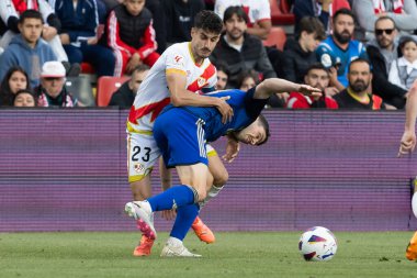 Madrid, İspanya - 15 Mayıs 2024: Madrid 'de oynanan Rayo Vallecano ve Granada FC ligi maçı. Vallecas takımı için zafer. Birinci bölümde kutlama ve kalıcılık.