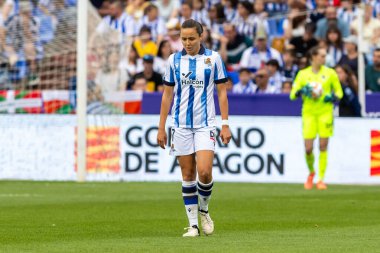 Zaragoza, İspanya - 18 Mayıs 2024: Zaragoza 'da FC Barcelona ile Real Sociedad arasında oynanan Queen' s Cup of Women 'ın finali. Katalan takımı için zafer. Futbolcular.