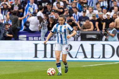 Zaragoza, İspanya - 18 Mayıs 2024: Zaragoza 'da FC Barcelona ile Real Sociedad arasında oynanan Queen' s Cup of Women 'ın finali. Katalan takımı için zafer. Futbolcular.