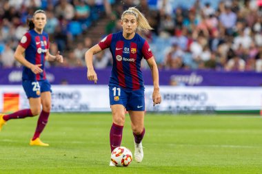 Zaragoza, İspanya - 18 Mayıs 2024: Zaragoza 'da FC Barcelona ile Real Sociedad arasında oynanan Queen' s Cup of Women 'ın finali. Katalan takımı için zafer. Futbolcular.
